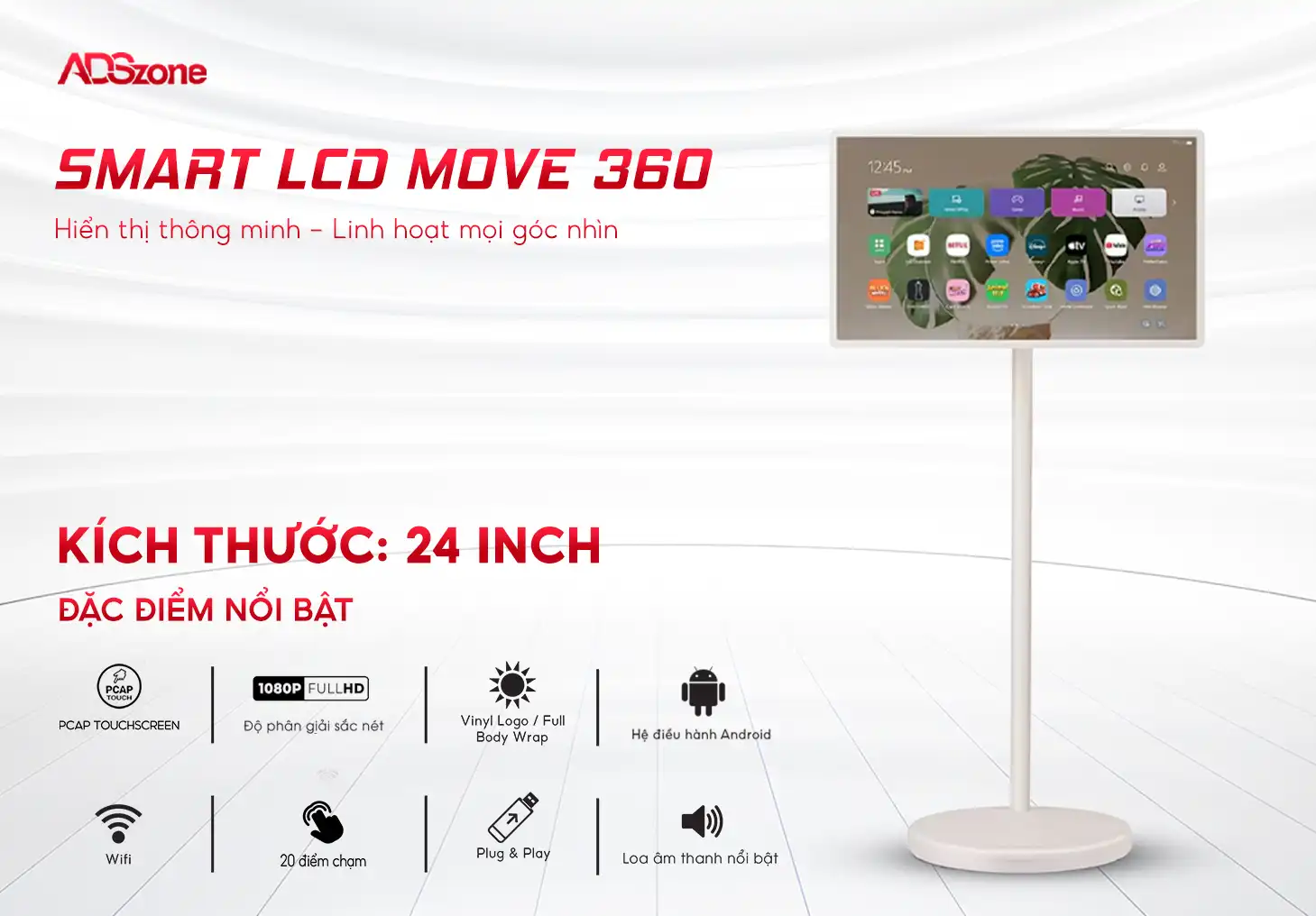 Màn hình cảm ứng di động 24 Inch -  Smart LCD Move 360