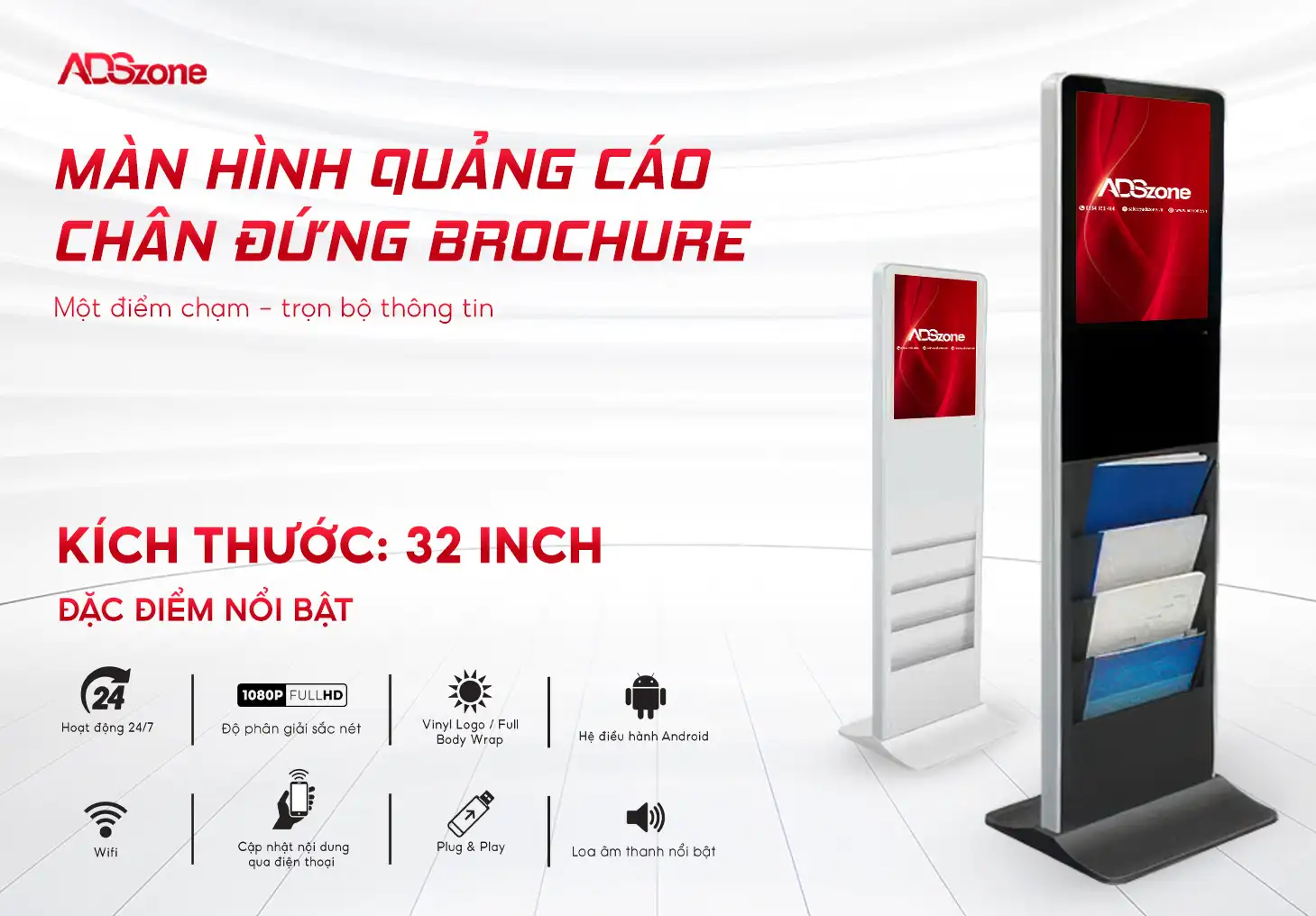 Màn Hình Chân Đứng Brochure 32 Inch