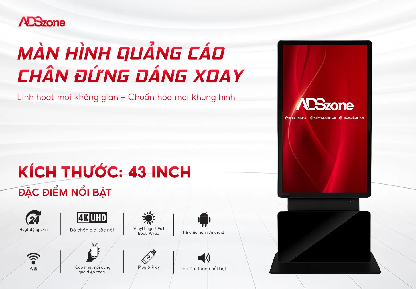 Màn Hình Chân Đứng Dáng Xoay 43 Inch