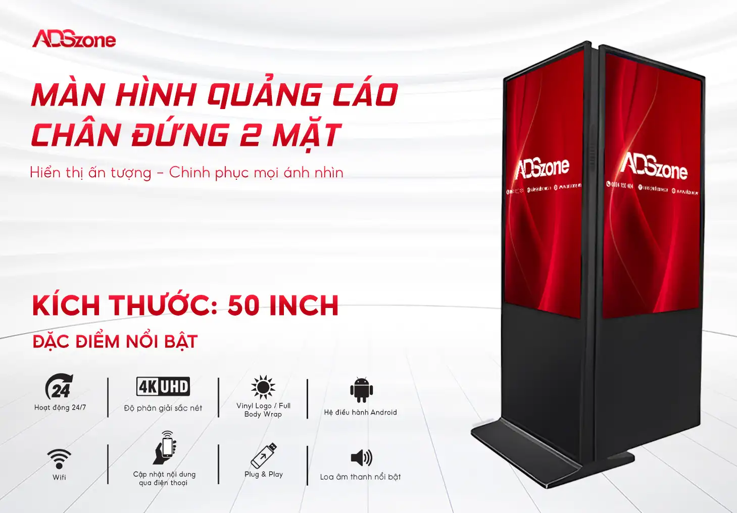 Màn Hình Chân Đứng 2 Mặt 50 Inch