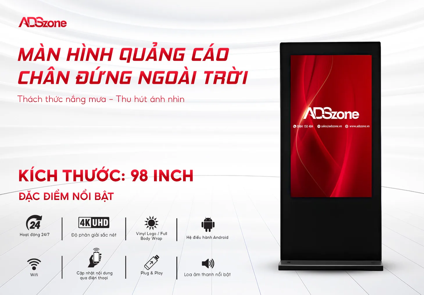 Màn Hình Quảng Cáo Ngoài Trời 98 Inch