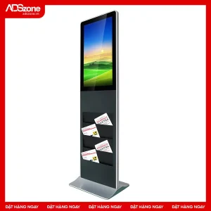 Màn hình quảng cáo chân đứng cảm ứng được thiết kế 4 hộc đựng brochure
