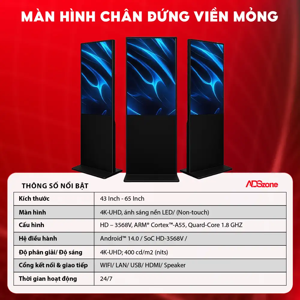 Thông Số Kỹ Thuật Của Màn Hình Quảng Cáo Chân Đứng