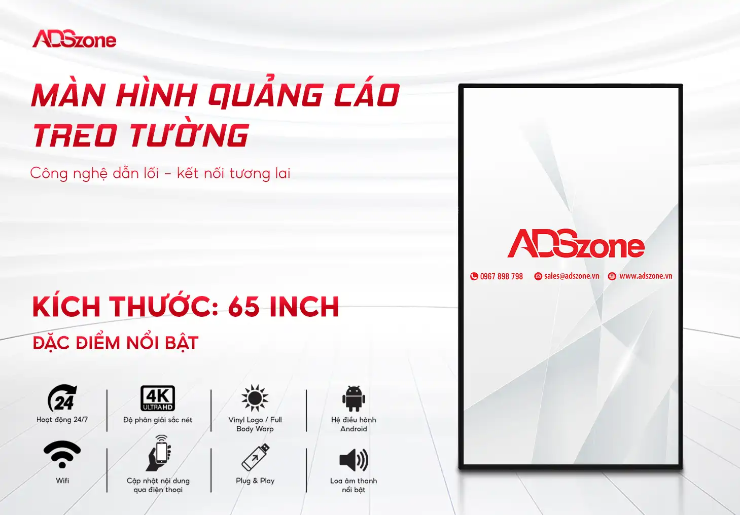 Màn Hình Quảng Cáo Treo Tường 65 Inch