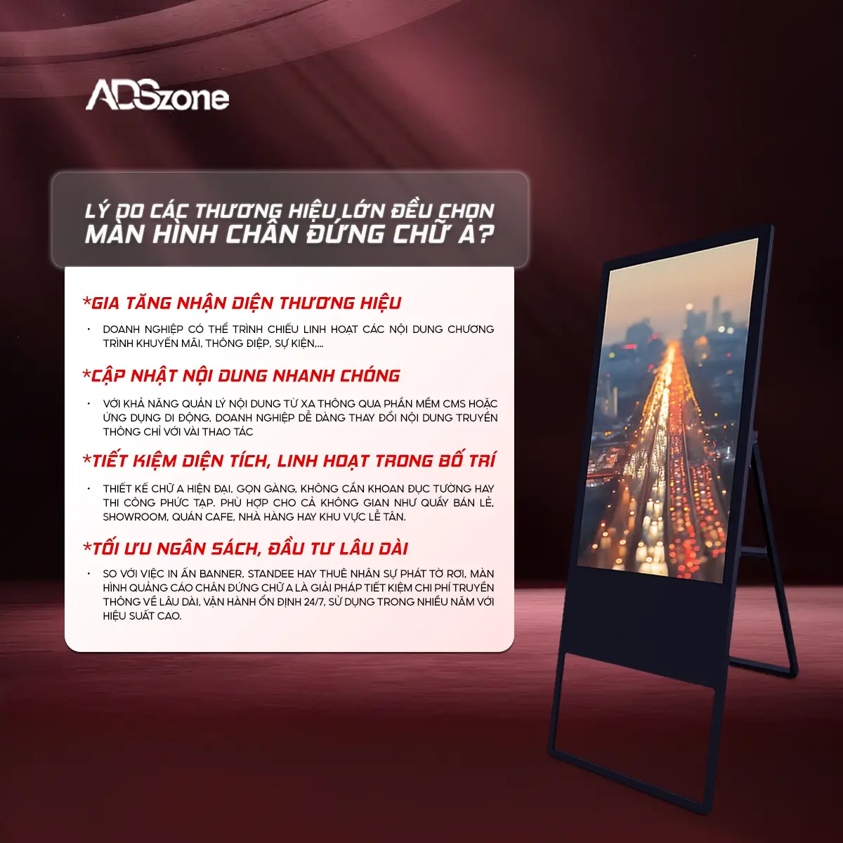 Vì Sao Các Thương Hiệu Lại Chọn Màn Hình Chân Đứng Chữ A