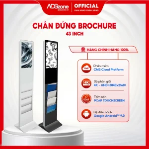 Màn hình quảng cáo chân đứng cảm ứng 43 inch được thiết kế 4 hộc đựng brochure