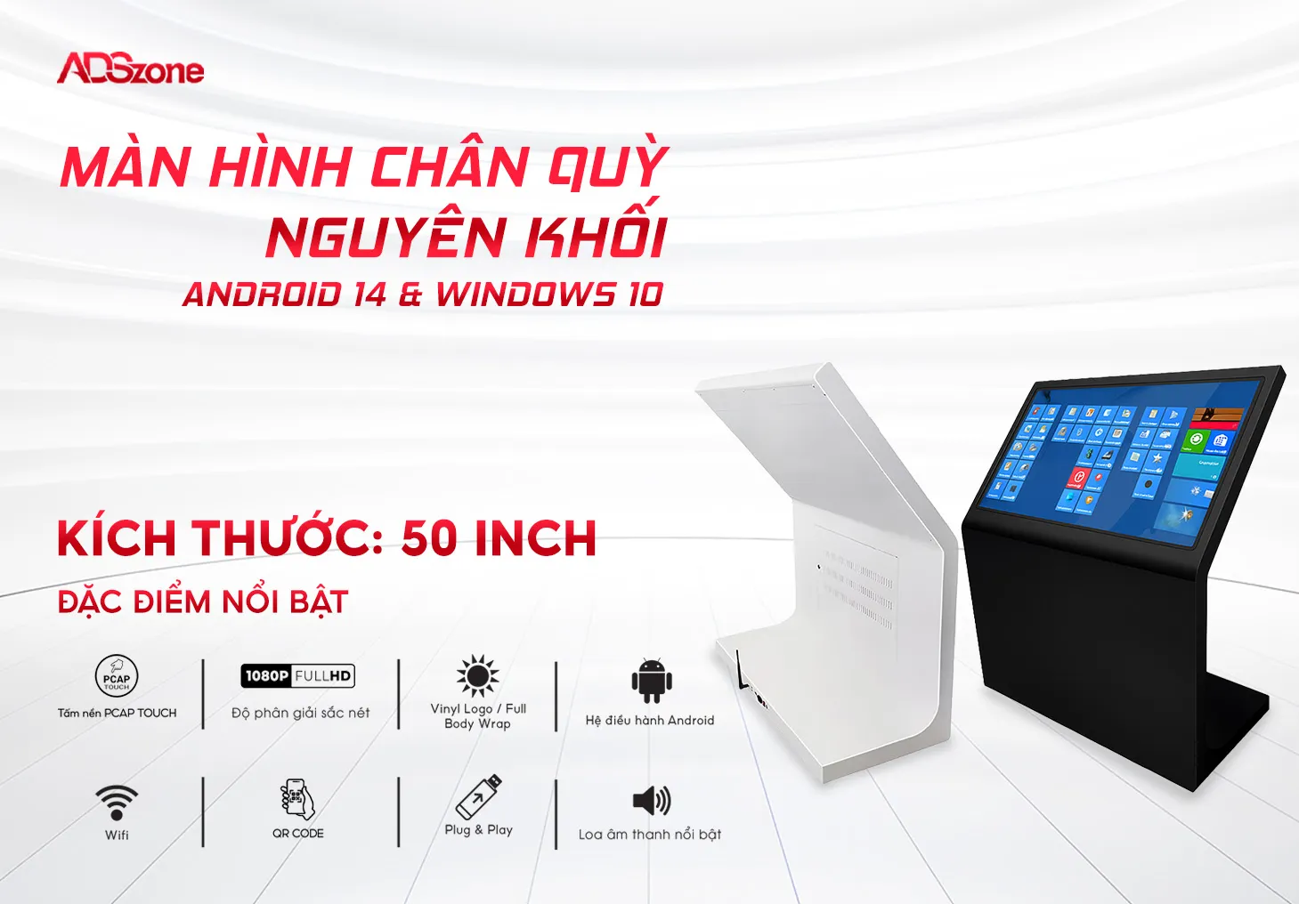 Màn Hình Chân Quỳ Nguyên Khối 50 Inch Cảm Ứng Tại ADSzone