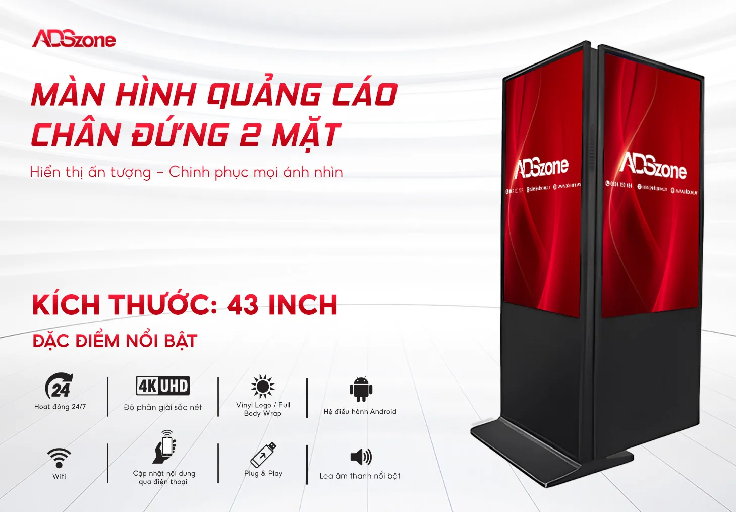 Màn Hình Chân Đứng Hai Mặt 43 Inch