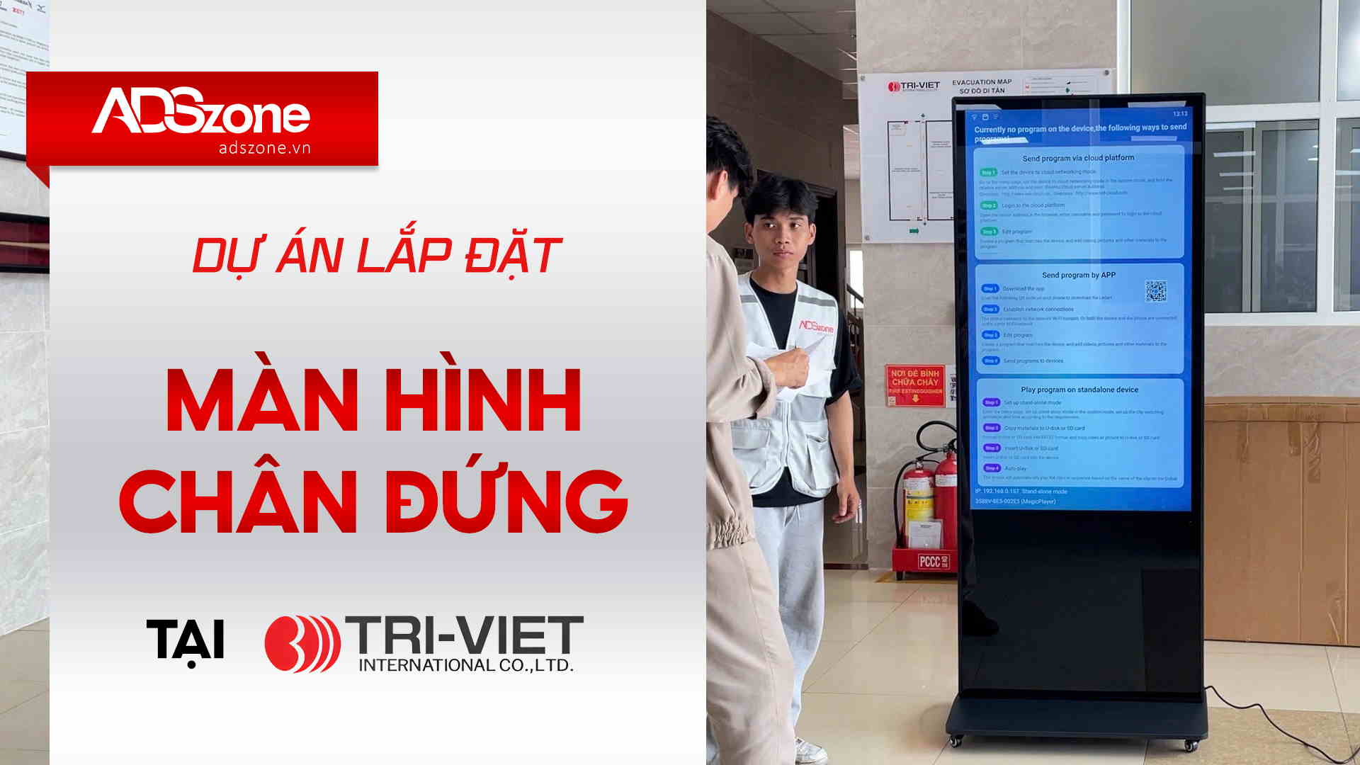 ADSzone Lắp Đặt Màn Hình Chân Đứng 65 Inch Tại TRI-VIET