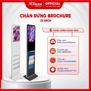 Màn hình quảng cáo chân đứng cảm ứng 32 inch được thiết kế 4 hộc đựng brochure