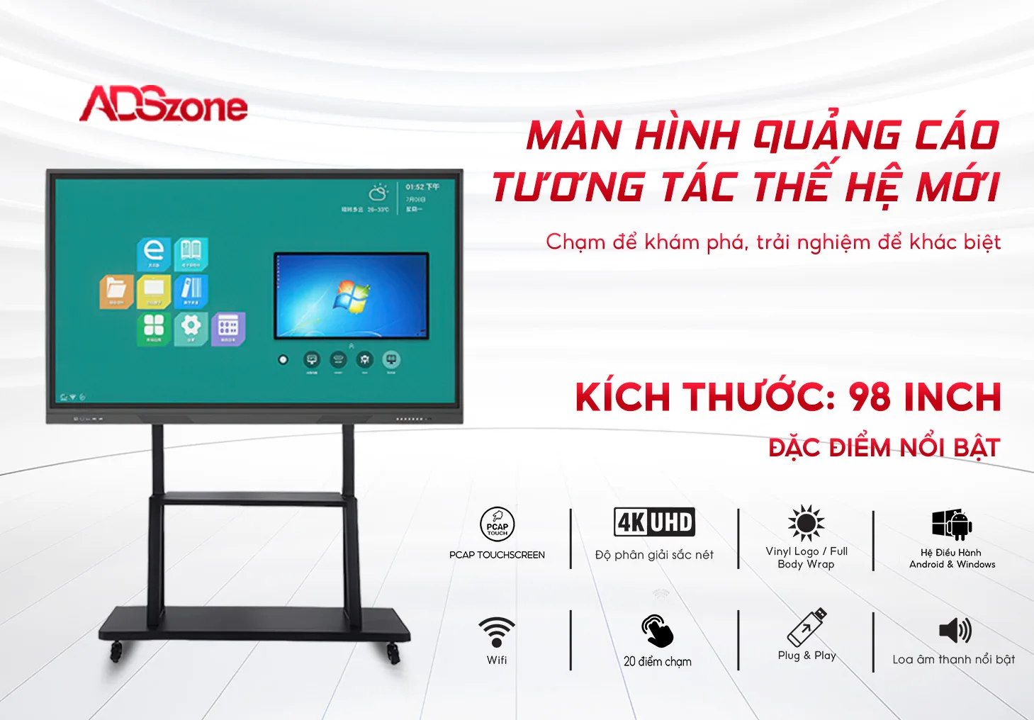 Màn Hình Tương Tác AI Thế Hệ Mới 98 Inch