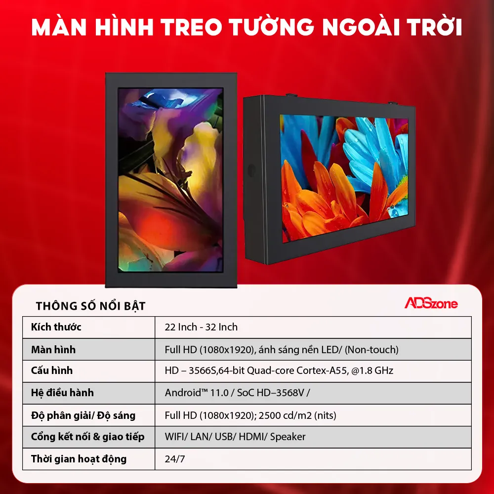Thông Số Nổi Bật Của Treo Tường Ngoài Trời 32 Inch