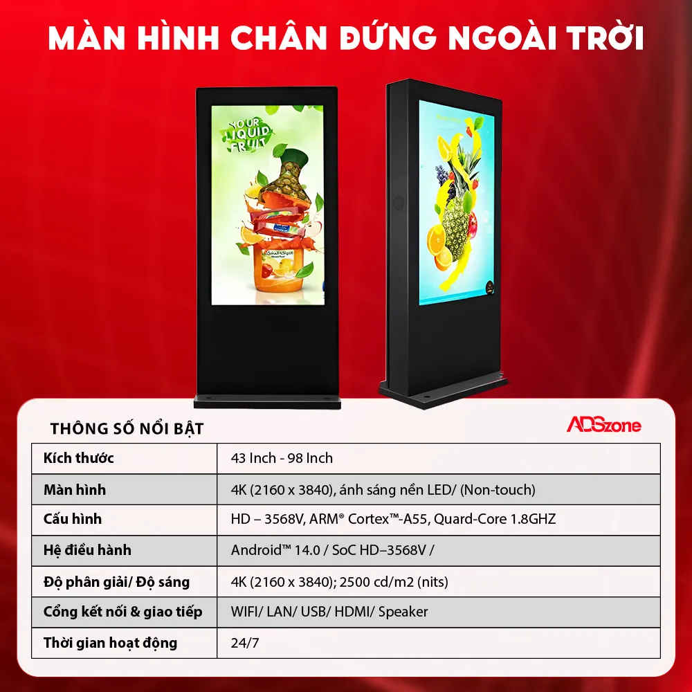 Thông Số Kĩ Thuật LCD Ngoài Trời 55 Inch