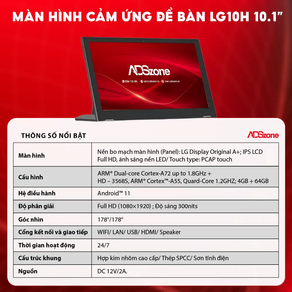 Thông Số Kỹ Thuật Của Màn Hình Cảm Ứng Để Bàn LG10H 10.1 Inch
