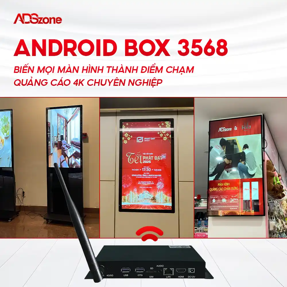 Android Box 3568 Biến Mọi Màn Hình Thành Điểm Chạm Quảng Cáo 4K Chuyên Nghiệp