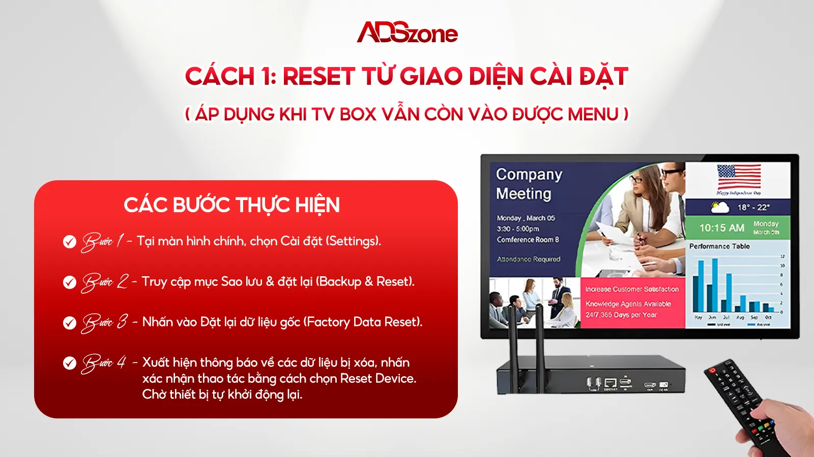 Reset Từ Giao Diện Cài Đặt