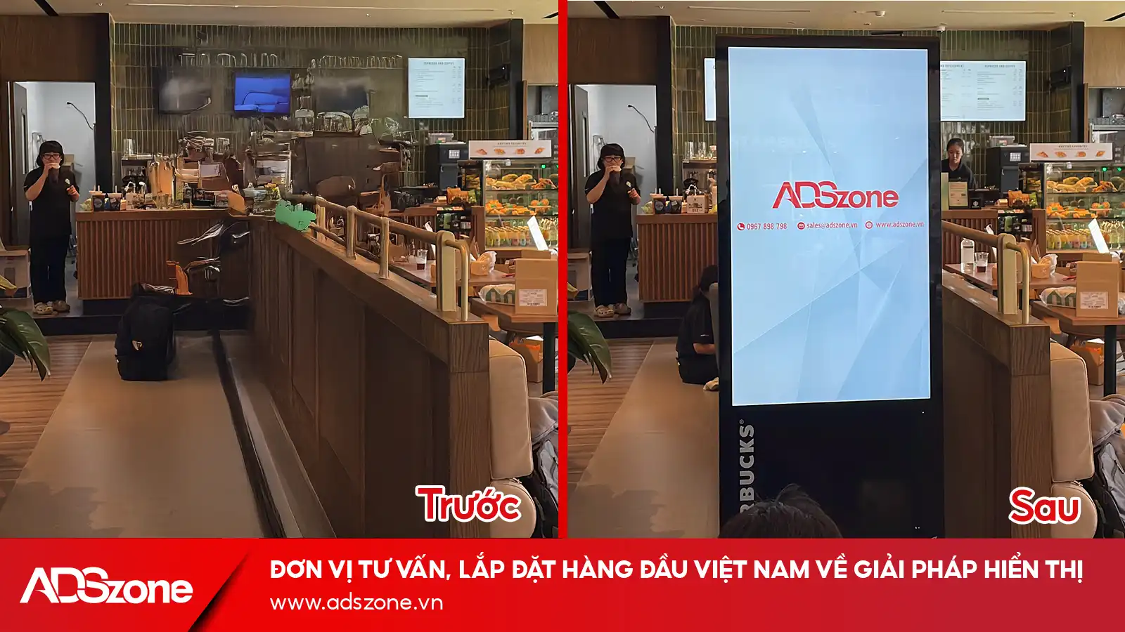Trước Và Sau Khi VINCOM Lắp Đặt Màn Hình Chân Đứng Hai Mặt
