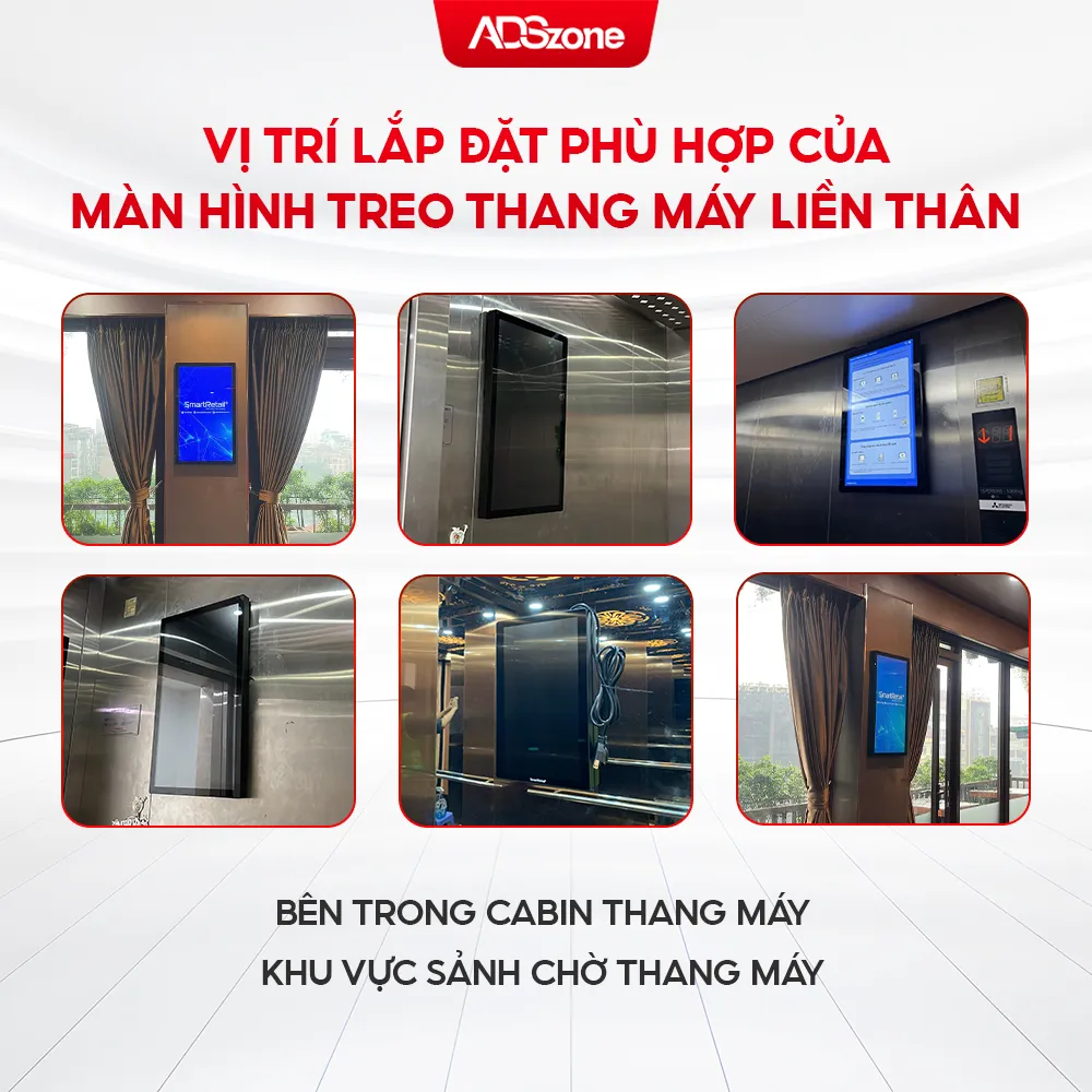 Vị Trí Lắp Đặt Màn Hình Treo Thang Máy Liền Thân Phù Hợp