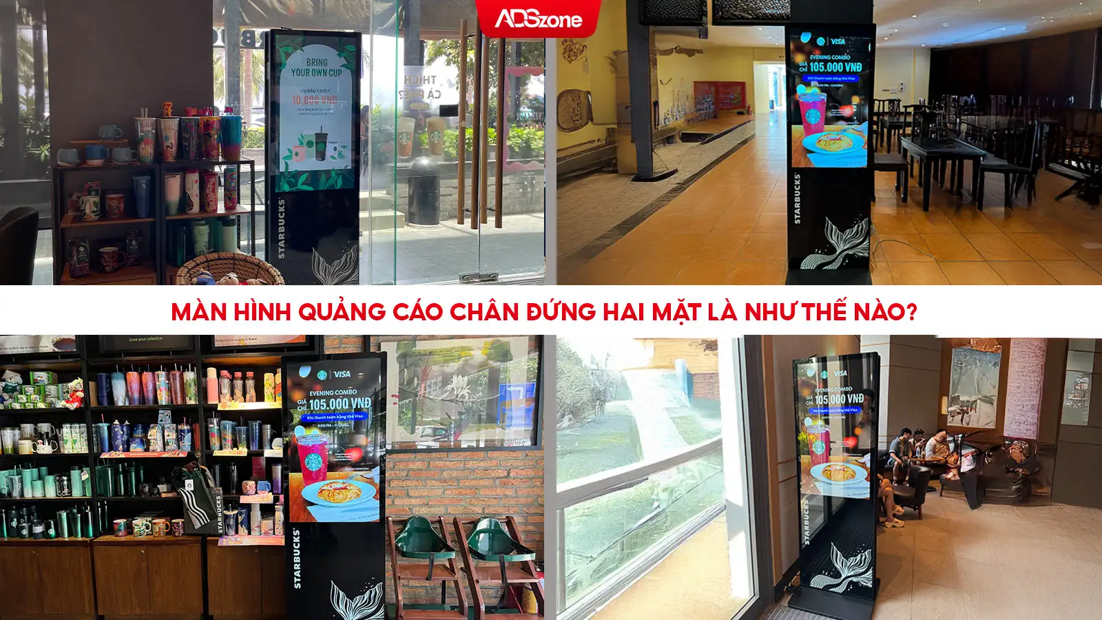 Màn Hình Quảng Cáo Chân Đứng Hiển Thị Nội Dung Ở Cả Hai Hướng Đối Diện Nhau