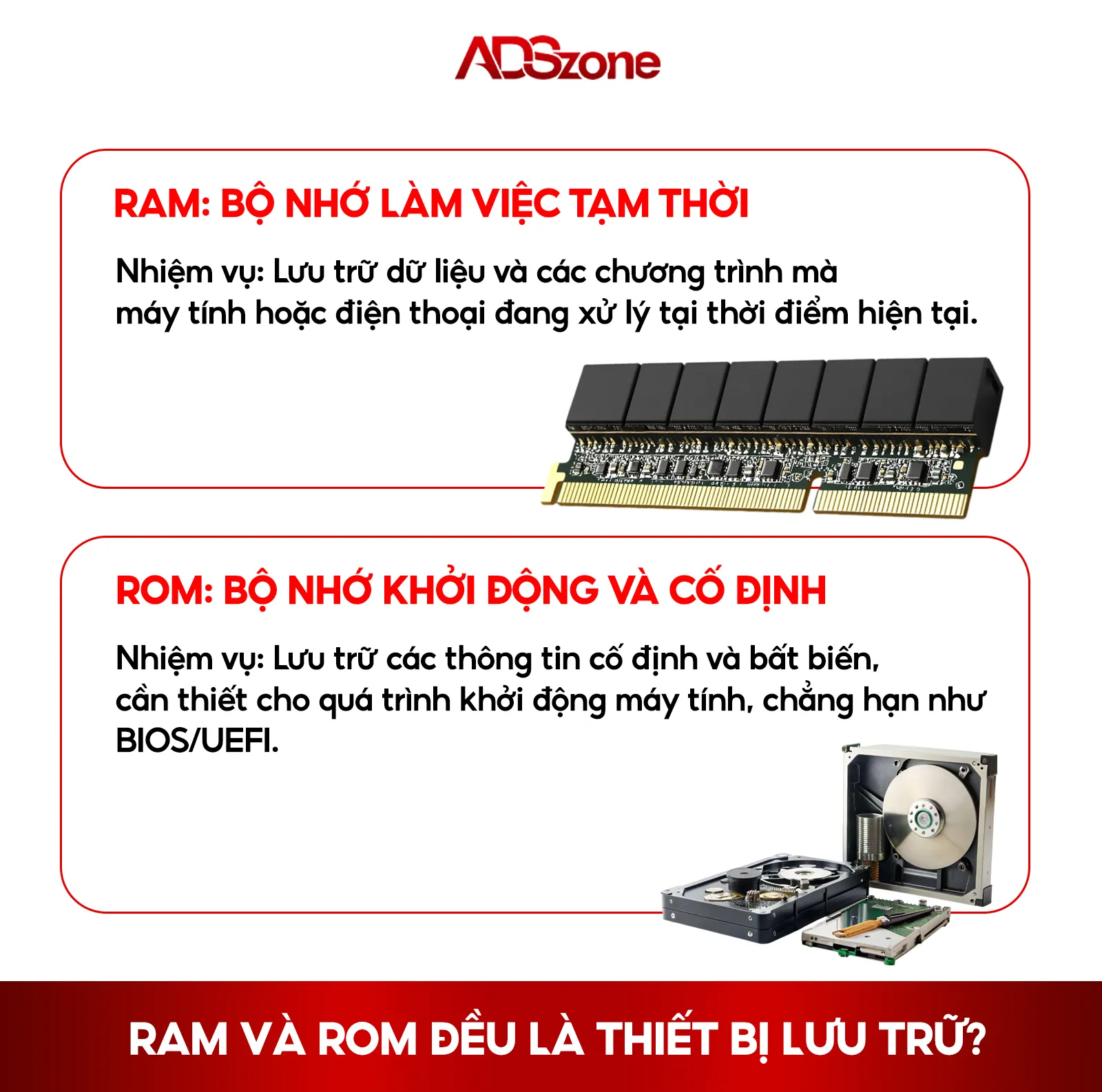 RAM và ROM Đều Là Thiết Bị Lưu Trữ?