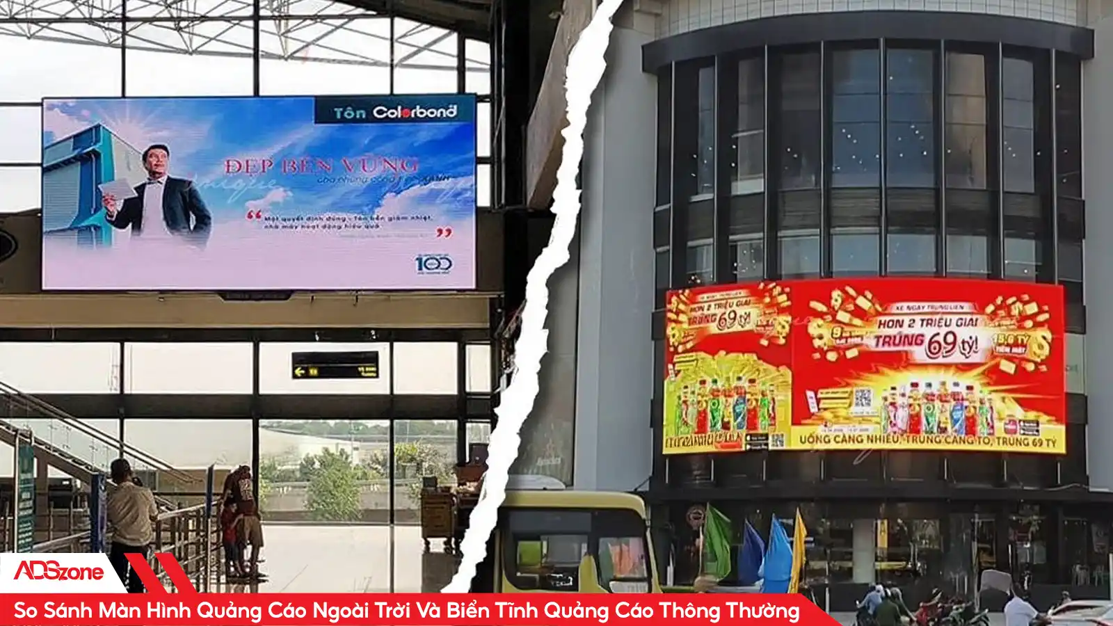 So Sánh Màn Hình Quảng Cáo Ngoài Trời Và Biển Tĩnh Truyền Thống 