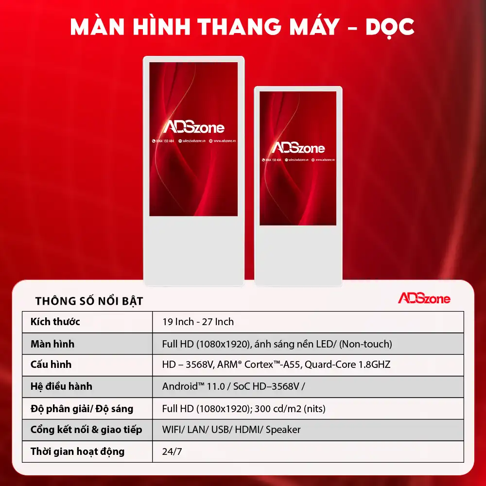 Thông Số Kỹ Thuật Của Màn Hình Quảng Cáo Treo Tường Dọc