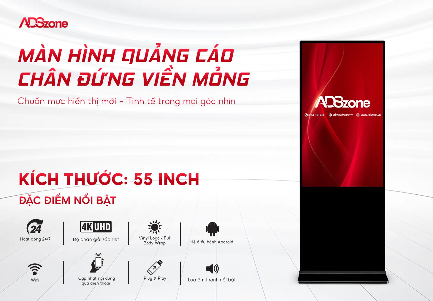 Màn Hình Chân Đứng Viền Mỏng 55 Inch