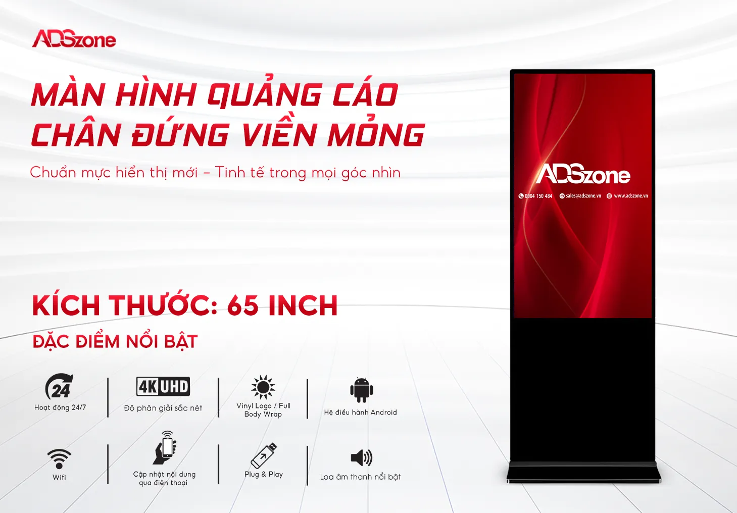 Màn Hình Chân Đứng Viền Mỏng 65 Inch
