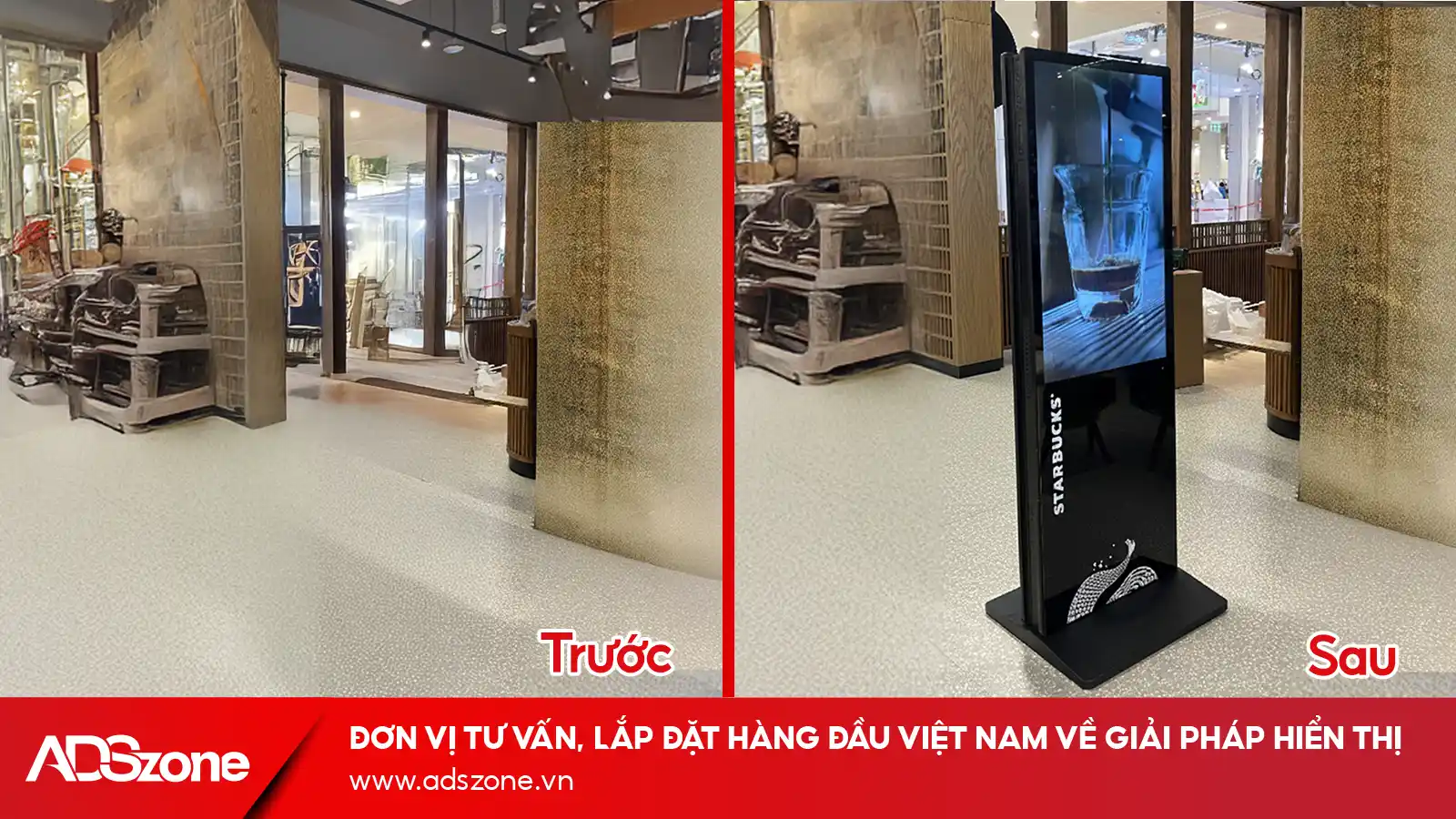Trước Và Sau Khi Có Màn Hình Chân Đứng Hai Mặt Tại Cửa Hàng