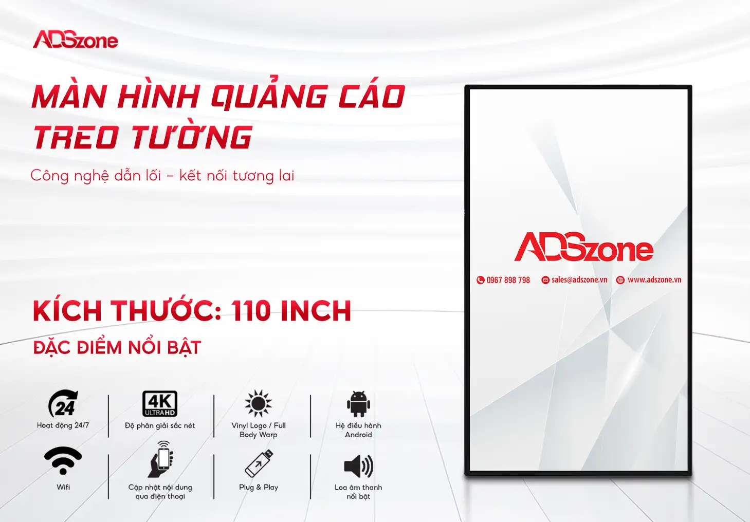Mần Hình Quảng Cáo Treo Tường 110 Inch 
