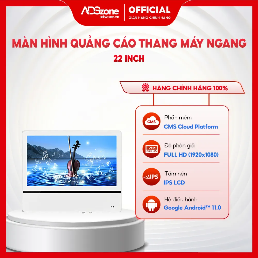 Màn hình treo thang máy Ngang 22 Inch