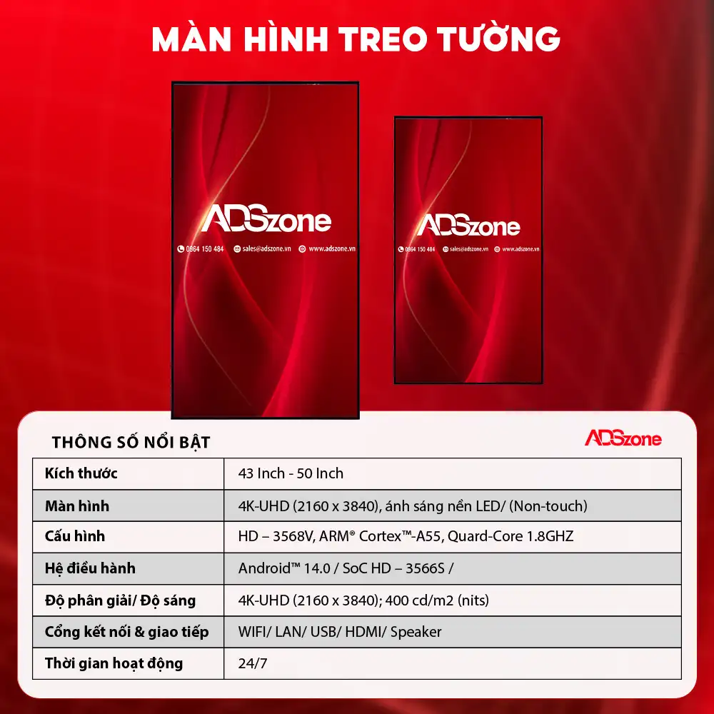 Thông Số Kỹ Thuật Của Màn Hình Quảng Cáo Treo Tường