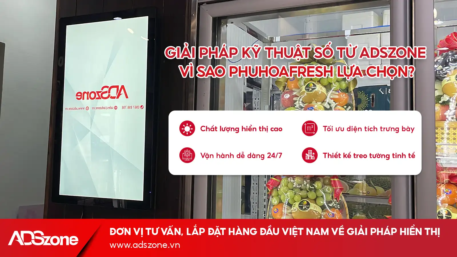 Phuhoafresh Ưu Tiên Màn Hình Treo Tường 27 Inch Trong Truyền Thông Cửa Hàng