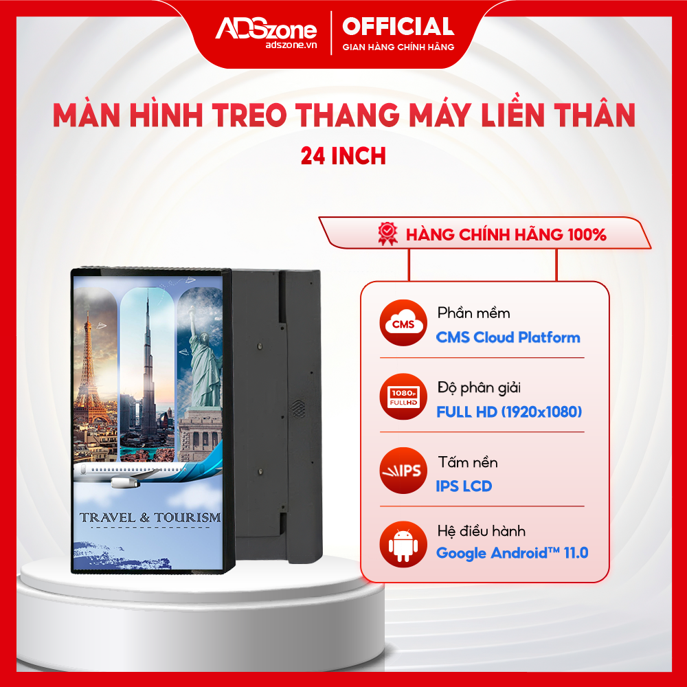 Màn hình thang máy liền thân 24 inch