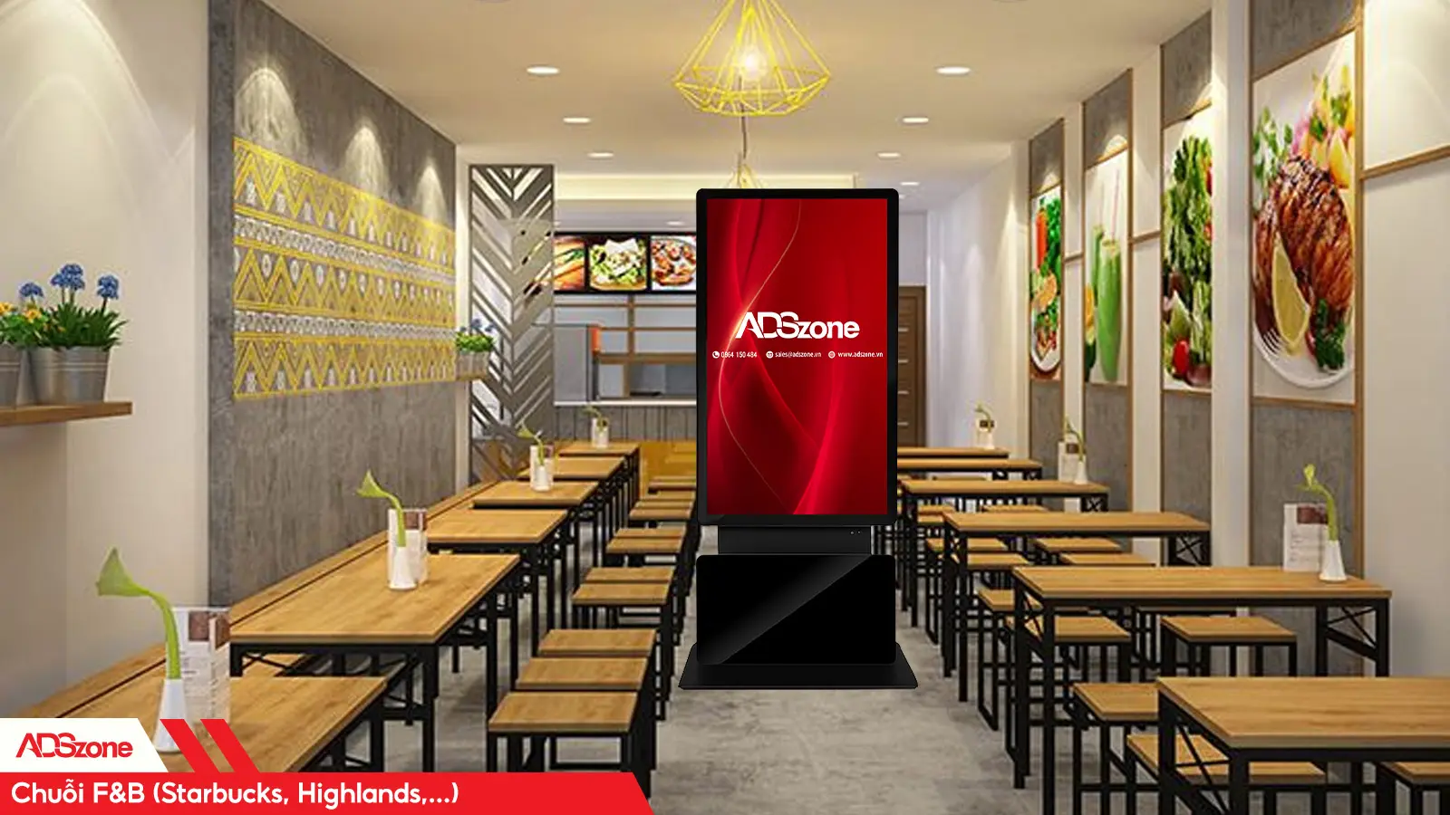 Màn Hình Đặt Tại Chuỗi Cà Phê, Chuỗi Nhà Hàng, F&B,...