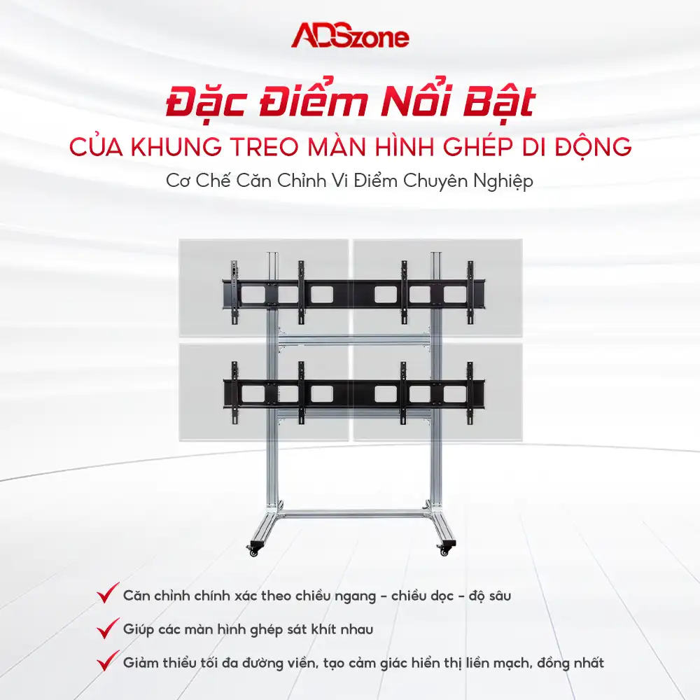 Khung Giá Đỡ Màn Hình Ghép Di Động Có Cơ Chế Căn Chỉnh Vi Điểm Chuyên Nghiệp