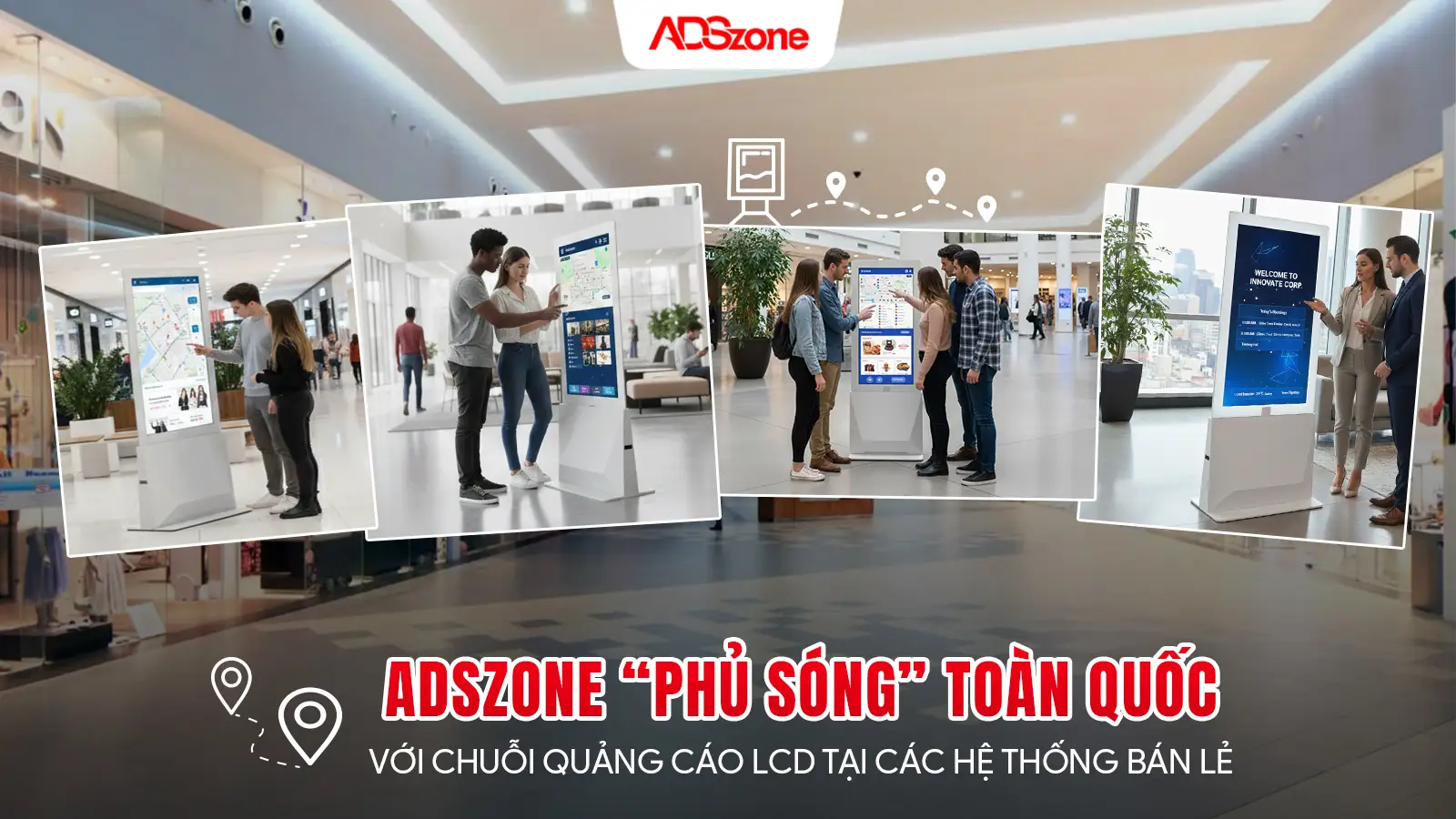 Màn Hình Quảng Cáo Chân Đứng 2 Mặt Trong Suốt - Hiện Đại Hóa Không Gian