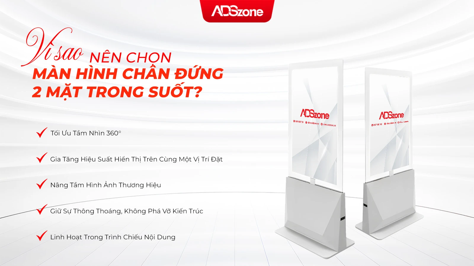 Màn Hình Quảng Cáo 2 Mặt Trong Suốt Tăng Nhận Diện Thương Hiệu