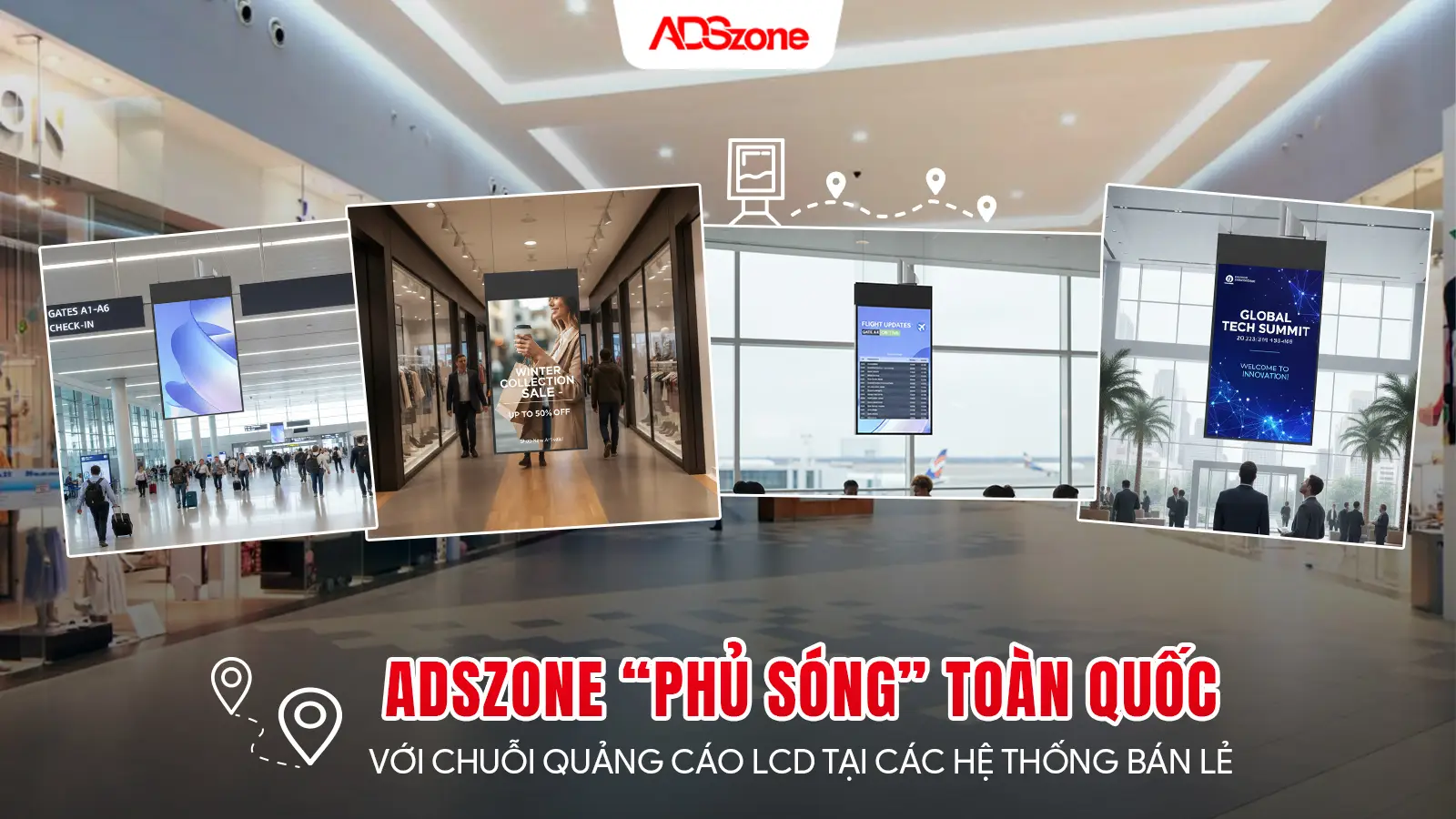 Màn Hình Quảng Cáo Thả Trần - Thiết Kế Viền Mỏng, Độ Sáng Cao