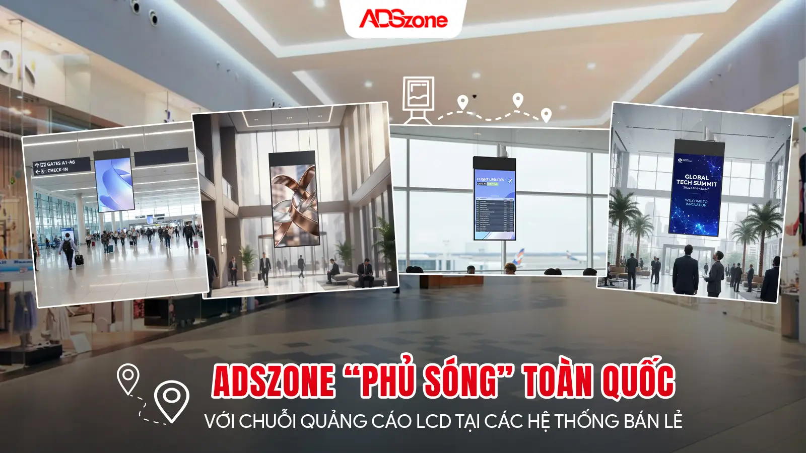 Màn Hình Quảng Cáo Thả Trần 2 Mặt Trình Chiếu 2 Nội Dung Khác Nhau