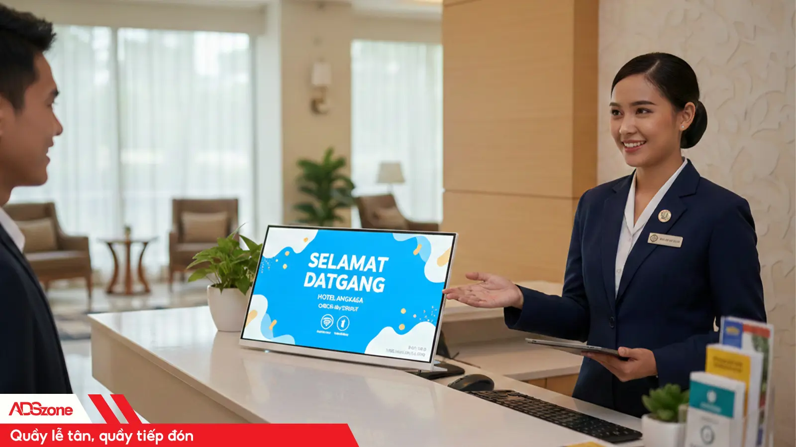 Màn Hình Đặt Tại Quầy Lễ Tân Tư Vấn Khách Hàng 