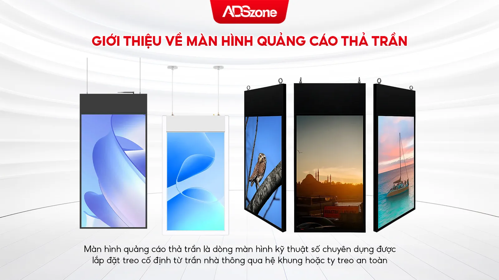 Màn hình LCD Treo Trần Tối Ưu Diện Tích Cho Cửa Hàng