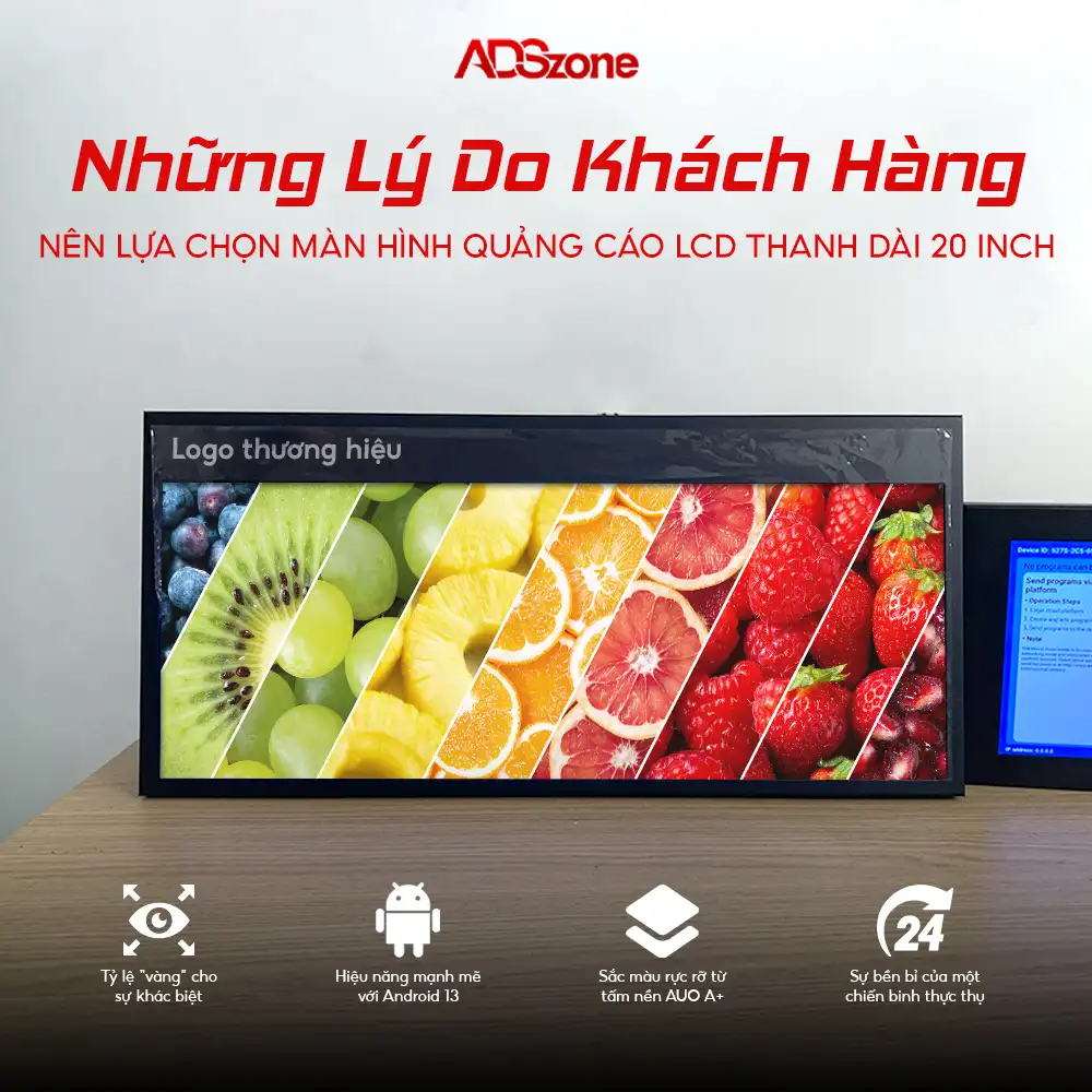 Lý Do Nên Lựa Chọn Sử Dụng Sản Phẩm Màn Hình Quảng Cáo LCD Thanh Dài 20 Inch Customize