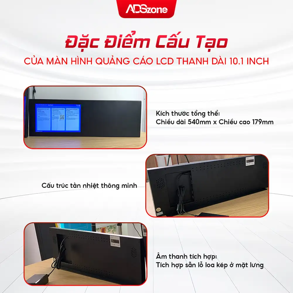 Đặc Điểm Cấu Tạo Của Màn Hình Quảng Cáo LCD Thanh Dài 10.1 Inch Customize