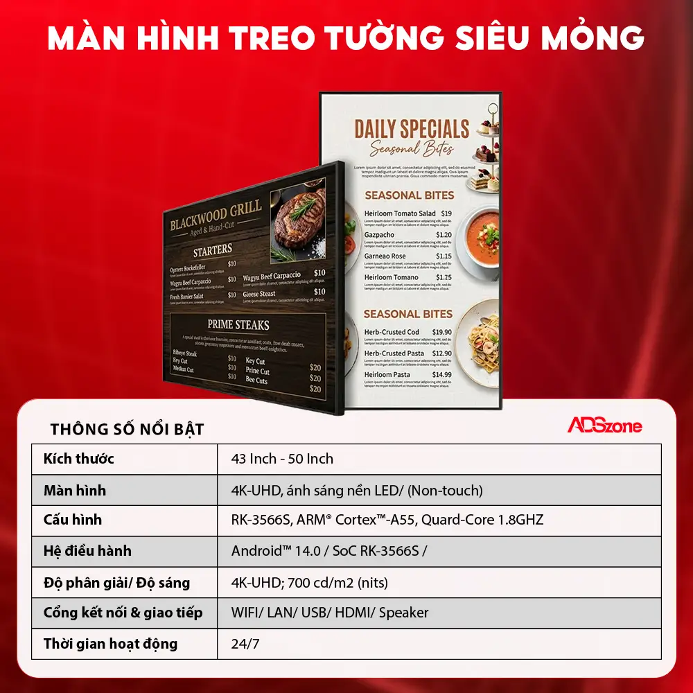 Thông Số Kỹ Thuật Của Màn Hình Treo Tường Viền Mỏng