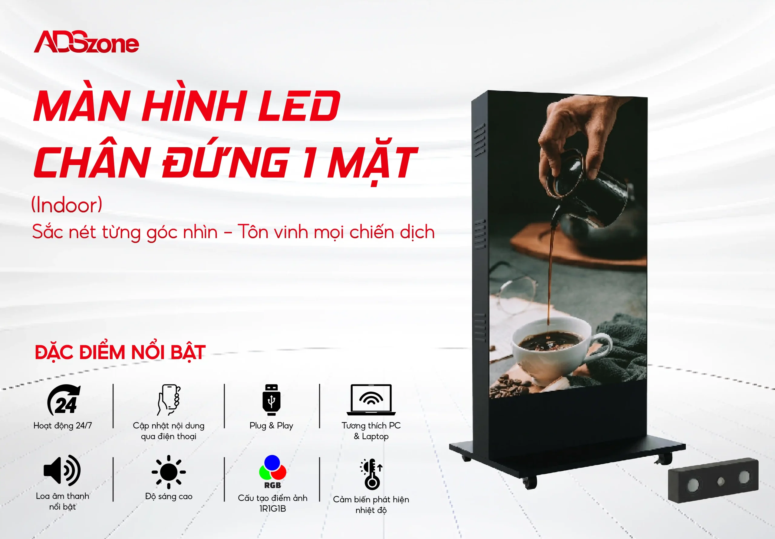 Màn Hình LED Chân Đứng Ngoài Trời 1 Mặt
