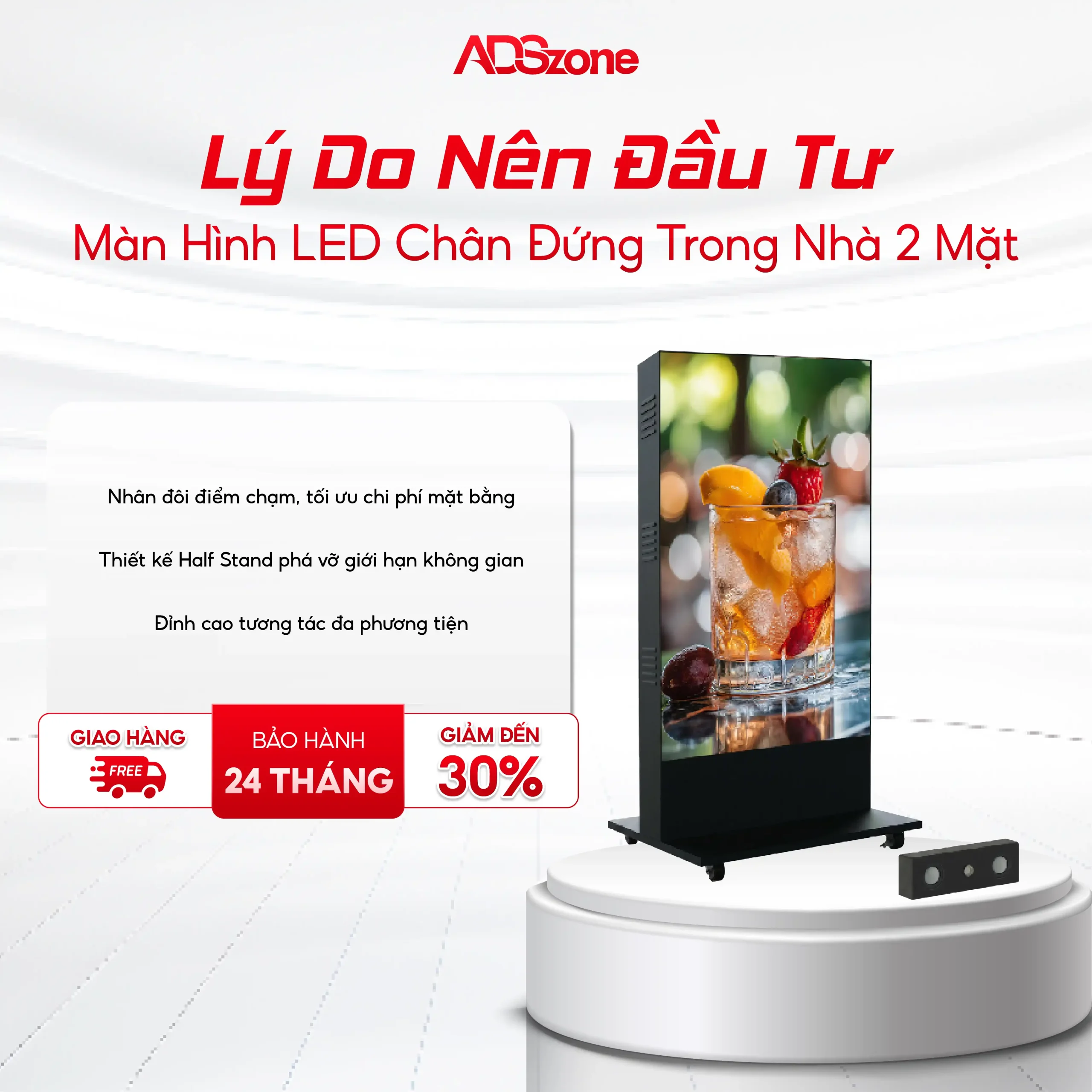 Lý Do Nên Đầu Tư Màn Hình LED Chân Đứng Trong Nhà 2 Mặt