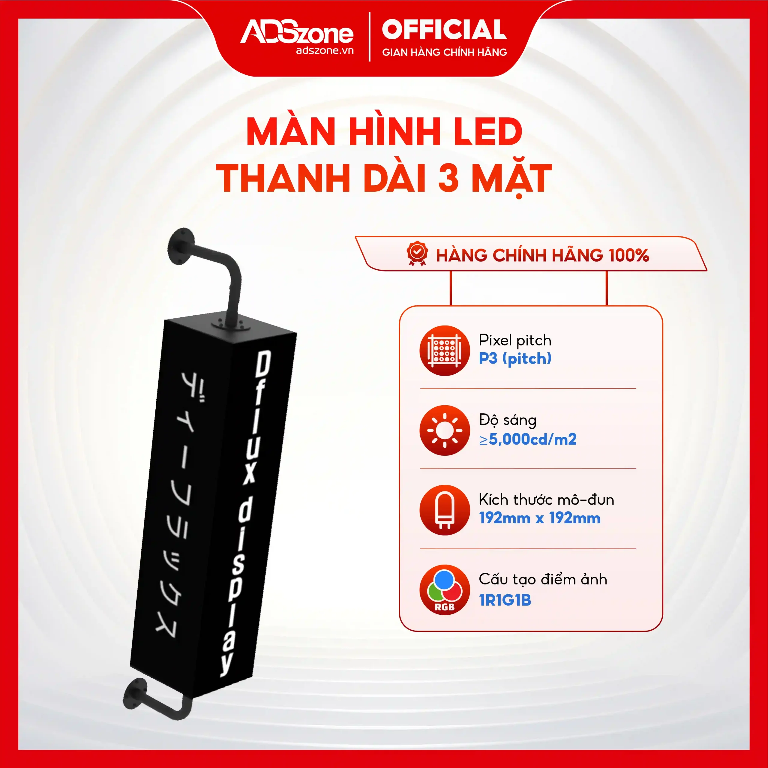 Màn Hình LED Treo Tường Thanh Dài 3 Mặt Ngoài Trời