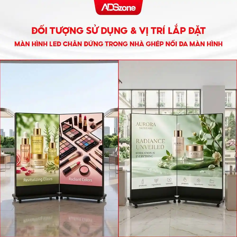 Đối Tượng Sử Dụng Và Vị Trí Lắp Đặt Màn Hình LED Chân Đứng Trong Nhà Ghép Nối Đa Màn Hình