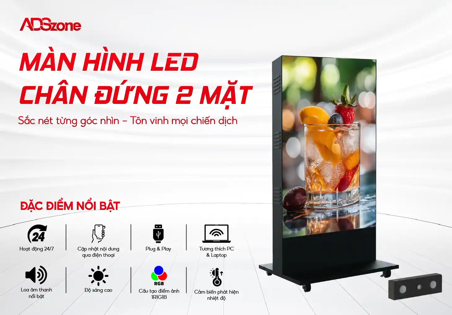 Màn Hình LED Chân Đứng Ngoài Trời 2 Mặt 